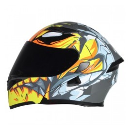 CASCO R7 RACING ABAT. AM/BCO/GRIS 2XL