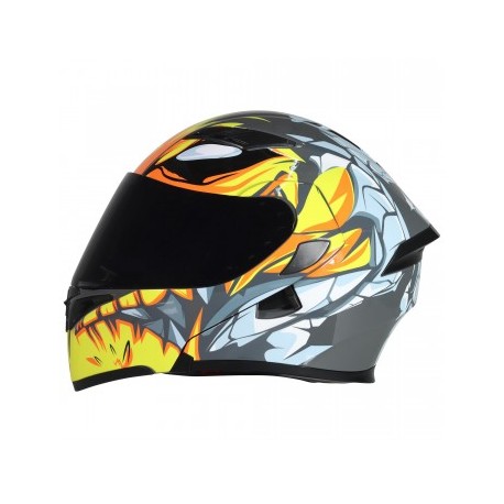 CASCO R7 RACING ABAT. AM/BCO/GRIS 2XL